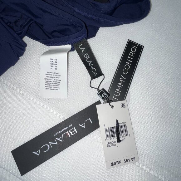 NWT La Blanca Island Goddess Mid-Waist Sash Band Bottom in Indigo Size 8 - Picture 6 of 6